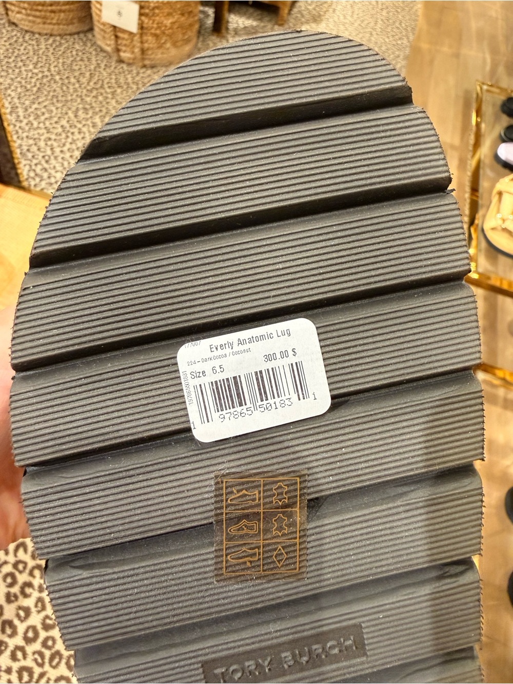 Tory Burch Everly Anatomic Suede Lug Sandals, Dark Cocoa / Coconut - Picture 8 of 8